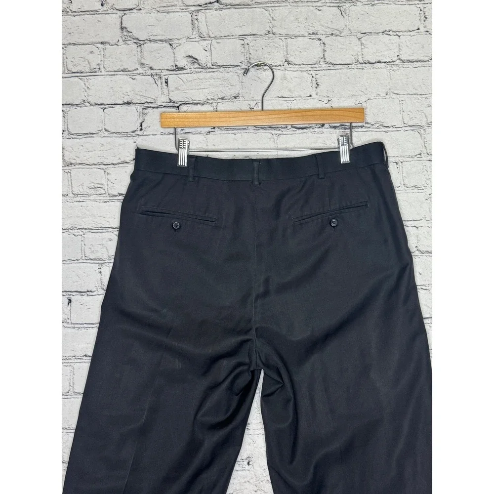 Perry Ellis‎ America Men's Black Pleated Dress Pants Size 36x32 Polyester Rayon